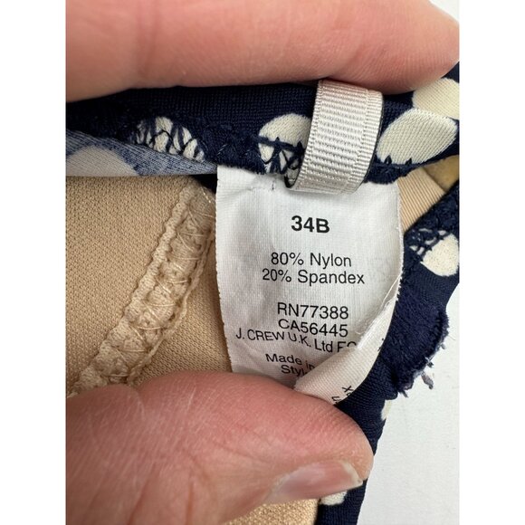 J.Crew Womens Strapless Bikini Top Swimwear Size 3B Navy Cream Polka Dot Padded - Picture 3 of 9